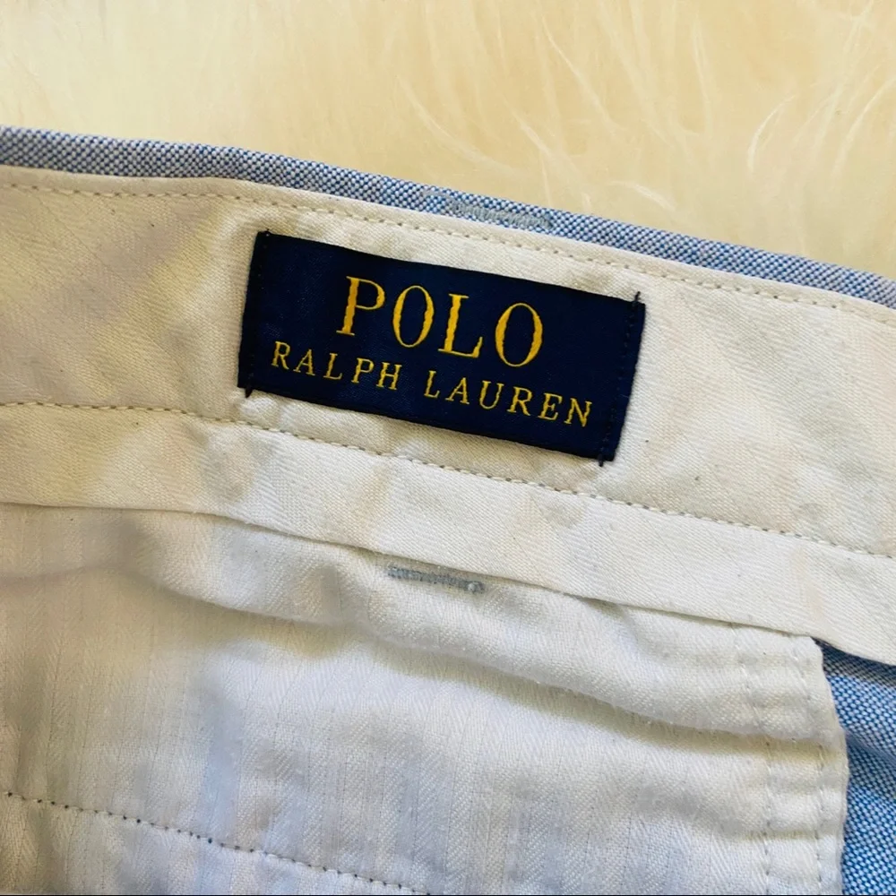 Polo Ralph Lauren mens light blue cotton Oxford shorts flat front 38